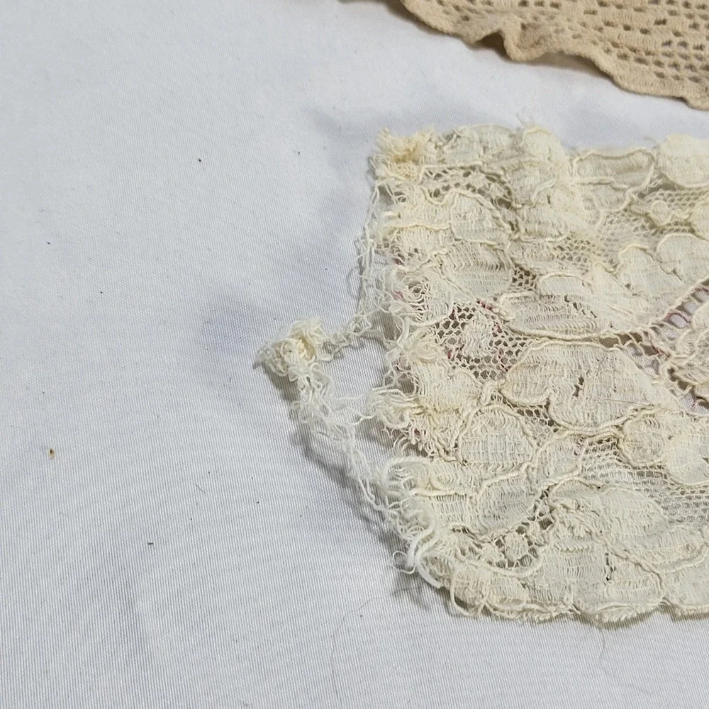 Vintage Handmade Crochet Doily Lot Lace Table Runners Cream Beige Boho 21pc